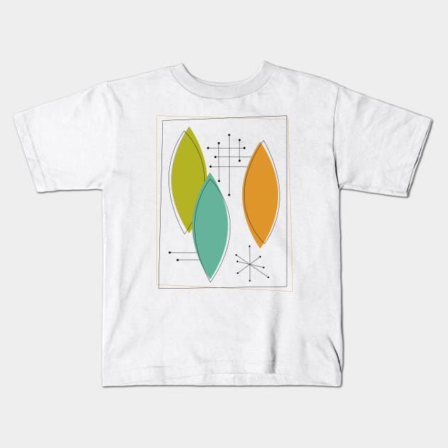 Retro Geometric Ornaments Mid Century Kids T-Shirt by OrchardBerry